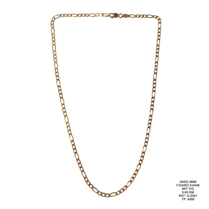 9KT Yellow Gold Figaro Chain 5.00GM – Elegant Lightweight Figaro Gold Chain
