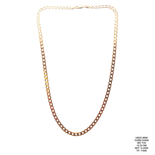 9KT Yellow Gold Curb Chain 12.22GM – Elegant Classic Gold Chain