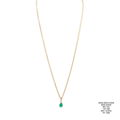 9KT Yellow Gold Box Chain 1.61GM – Elegant Lightweight Gold Box Link Necklace