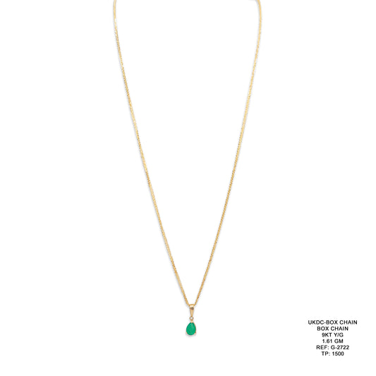 9KT Yellow Gold Box Chain 1.61GM – Elegant Lightweight Gold Box Link Necklace