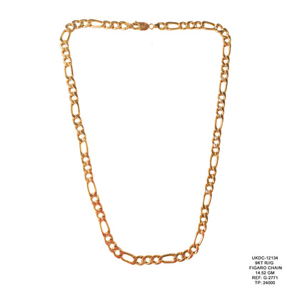 9KT Rose Gold Figaro Chain 14.52GM – Elegant Luxury Figaro Gold Chain