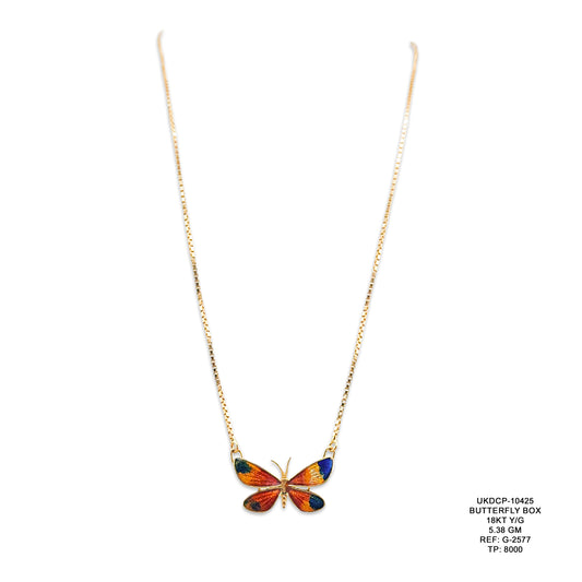 18KT Yellow Gold Butterfly Box Chain 5.38GM – Elegant Butterfly Gold Necklace