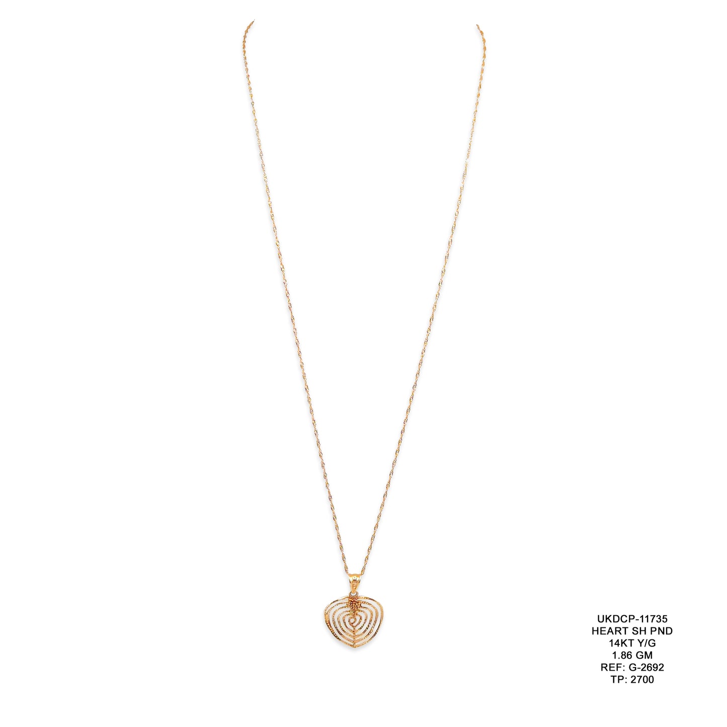 14KT Yellow Gold Heart Shape Pendant 1.86GM – Elegant Heart Gold Pendant for Women