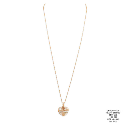 14KT Yellow Gold Heart Shape Pendant 1.86GM – Elegant Heart Gold Pendant for Women