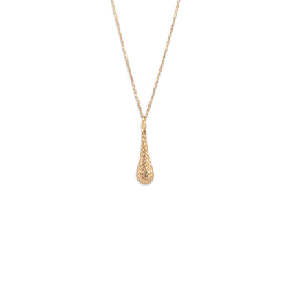 9KT Yellow Gold Box Chain & Drop Pendant Necklace 1.68GM – Delicate Gold Drop Necklace for Women