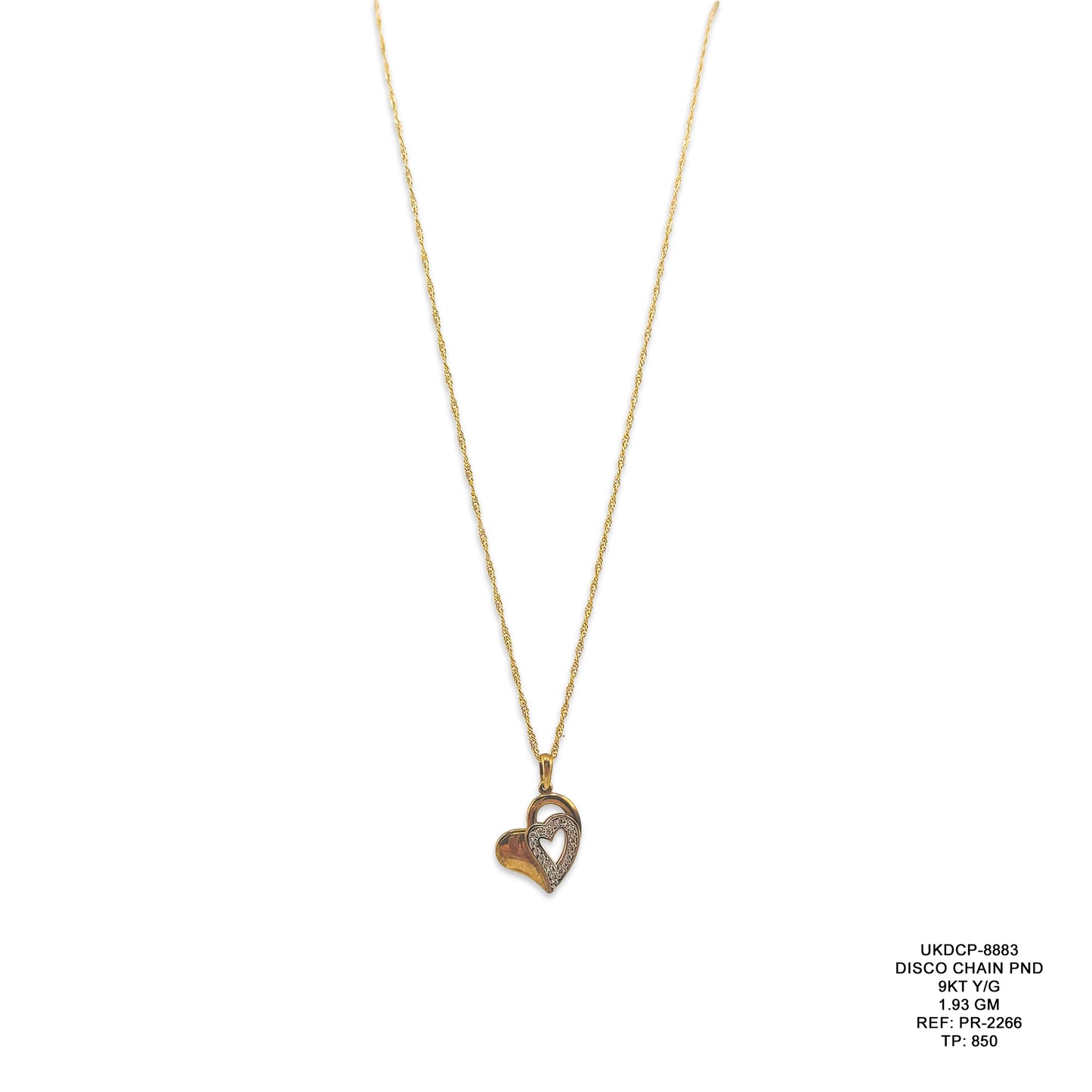 9KT Yellow Gold Disco Chain Pendant 1.93GM – Sparkling Gold Necklace Pendant Set