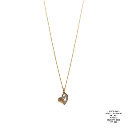 9KT Yellow Gold Disco Chain Pendant 1.93GM – Sparkling Gold Necklace Pendant Set