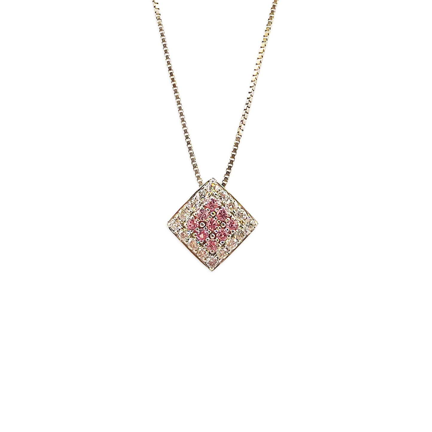 18KT White Gold Pink Diamond Shape Pendant 5.07GM – Elegant Pink Stone & White Gold Pendant