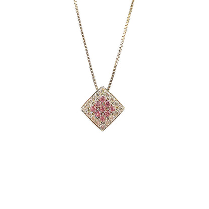 18KT White Gold Pink Diamond Shape Pendant 5.07GM – Elegant Pink Stone & White Gold Pendant