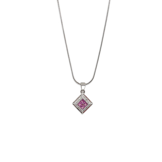 14KT White Gold Box Chain & Pendant Set 7.12GM – Elegant White Gold Necklace with Pendant
