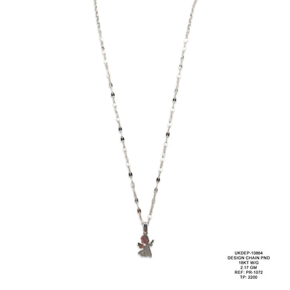 18KT White Gold Designer Chain Pendant 2.17GM – Elegant Modern White Gold Pendant