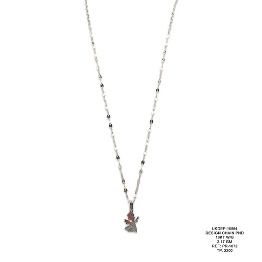 18KT White Gold Designer Chain Pendant 2.17GM – Elegant Modern White Gold Pendant