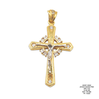 18KT Yellow Gold Jesus Cross Pendant 12.06GM – Luxury Religious Gold Pendant