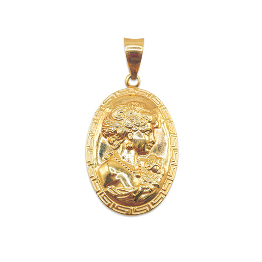 14KT Yellow Gold Oval Shape Pendant 5.42GM – Elegant Designer Gold Pendant