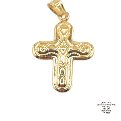 14KT Yellow Gold Designer Cross Pendant 1.57GM – Elegant Religious Gold Pendant