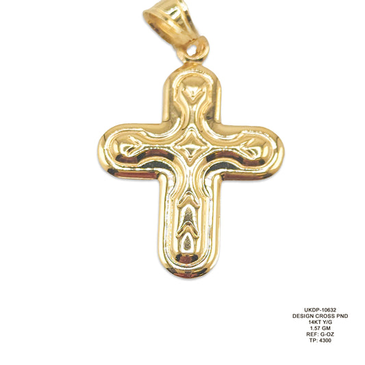 14KT Yellow Gold Designer Cross Pendant 1.57GM – Elegant Religious Gold Pendant
