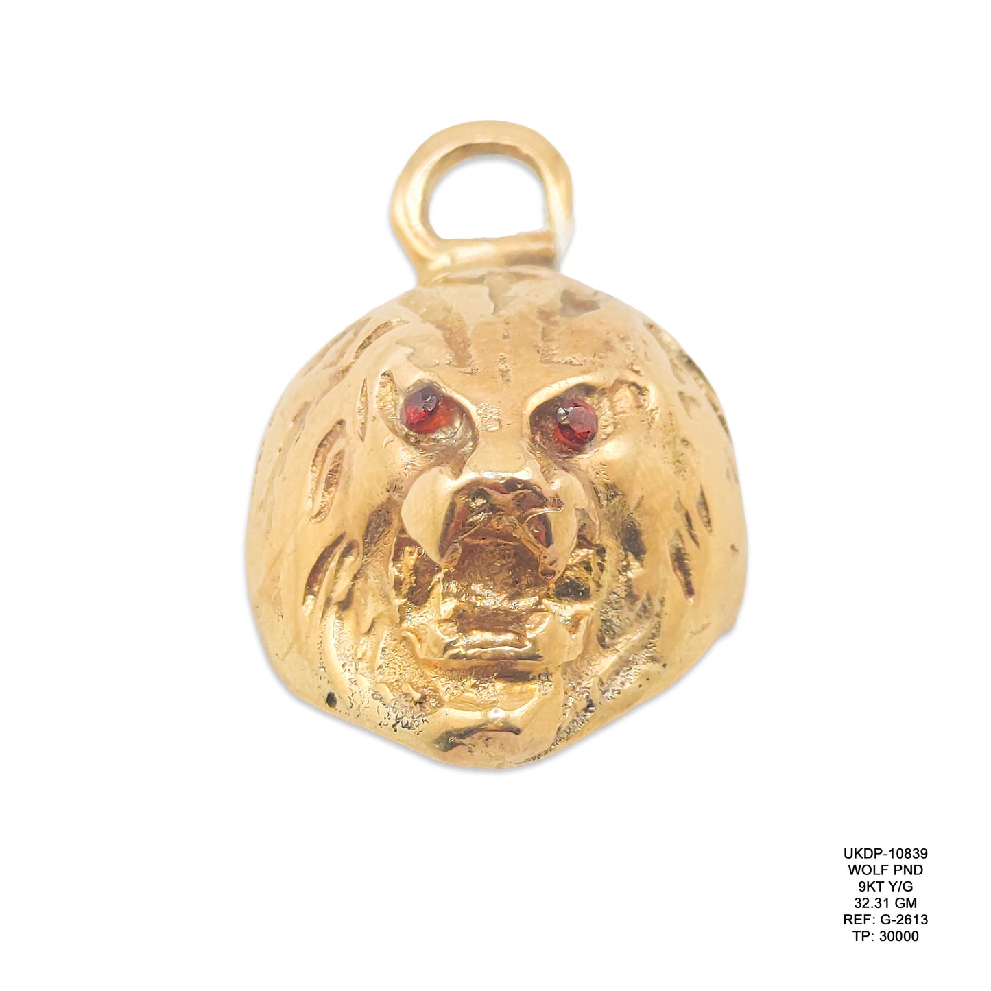 9KT Yellow Gold Wolf Pendant 32.31GM – Premium Designer Wolf Gold Pendant