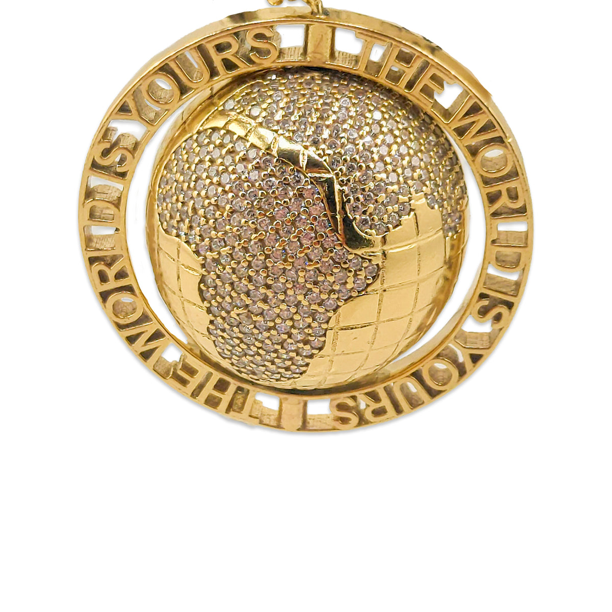 9KT Yellow Gold "The World Is Yours" Pendant 15.71GM – Luxury Statement Gold Pendant