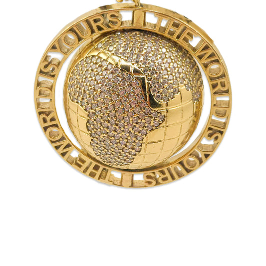 9KT Yellow Gold "The World Is Yours" Pendant 15.71GM – Luxury Statement Gold Pendant