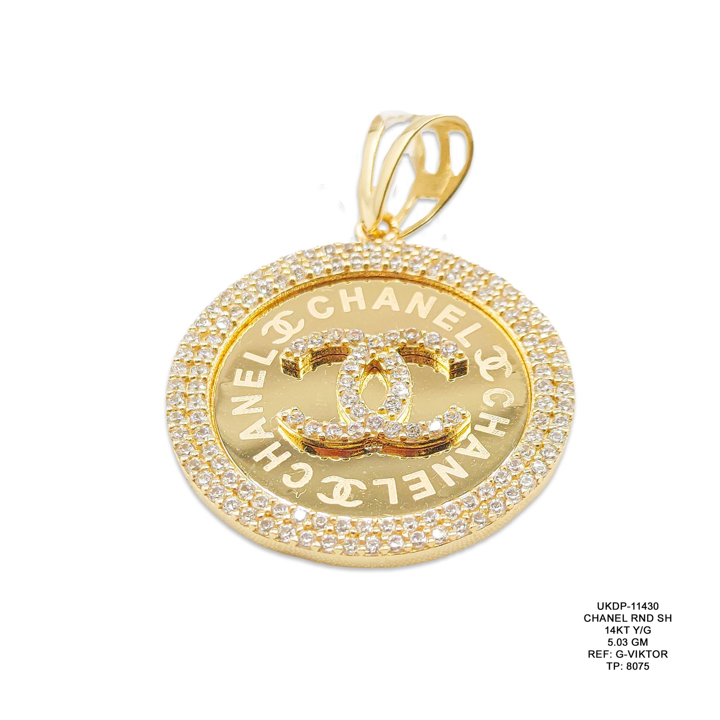 14KT Yellow Gold Round Shape Designer Pendant 5.03GM – Elegant Chanel Style Gold Pendant