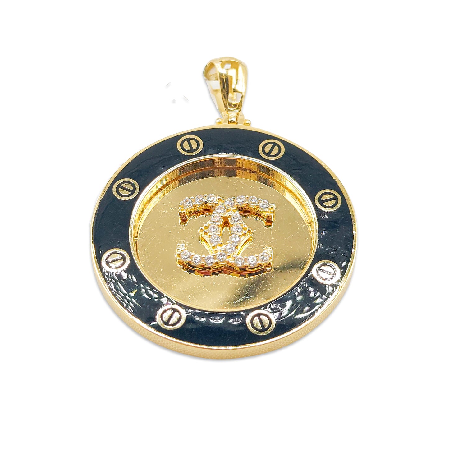14KT Yellow Gold Round Shape Designer Pendant 6.62GM – Luxury Chanel Style Gold Pendant