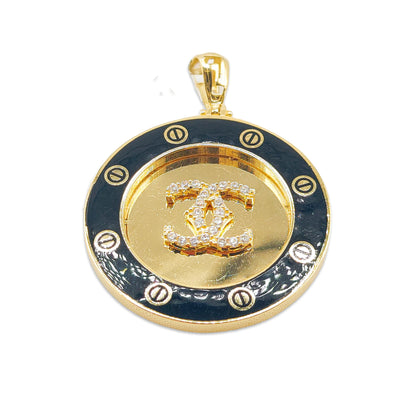 14KT Yellow Gold Round Shape Designer Pendant 6.62GM – Luxury Chanel Style Gold Pendant