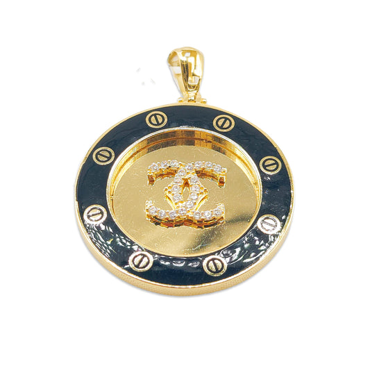 14KT Yellow Gold Round Shape Designer Pendant 6.62GM – Luxury Chanel Style Gold Pendant