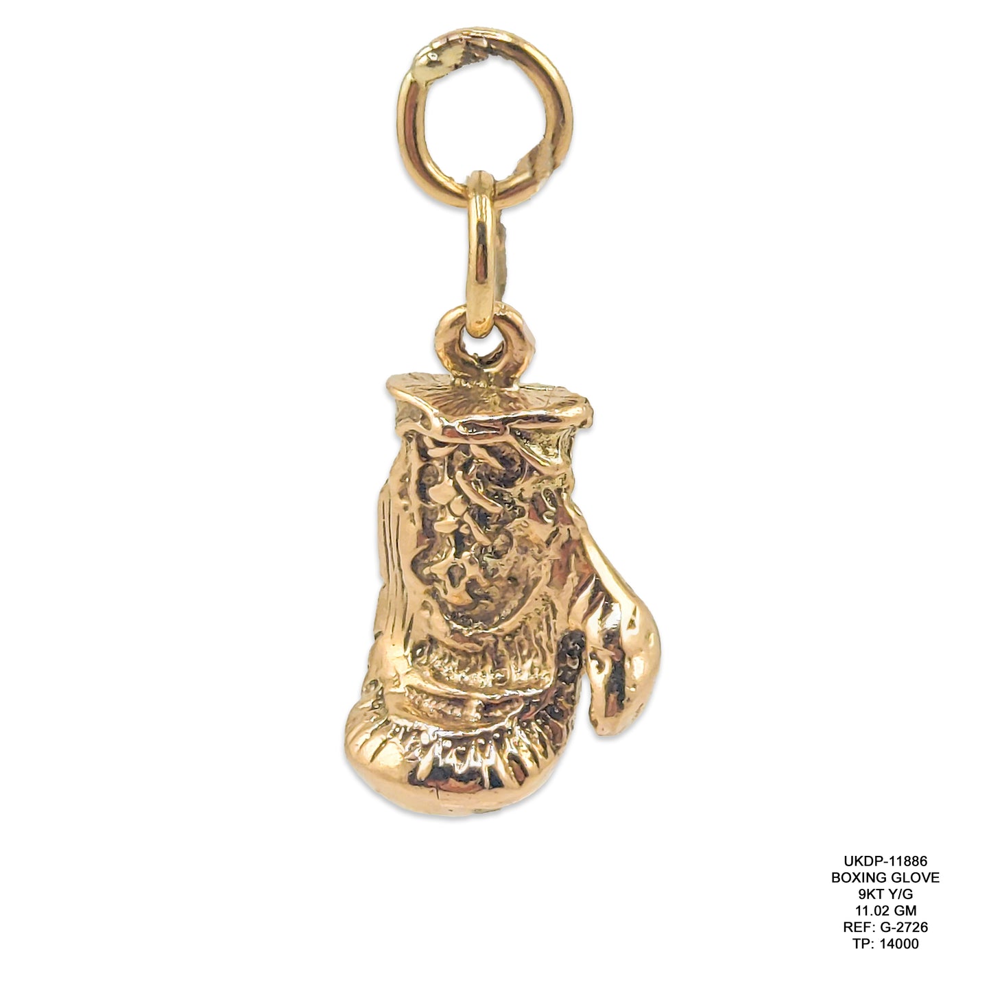 9KT Yellow Gold Boxing Glove Pendant 11.02GM – Premium Sports Gold Pendant