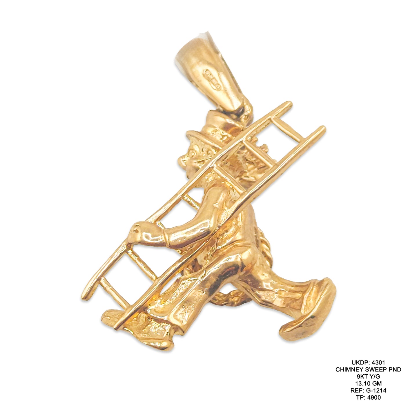 9KT Yellow Gold Chimney Sweep Pendant 13.10GM – Premium Designer Gold Lucky Charm Pendant
