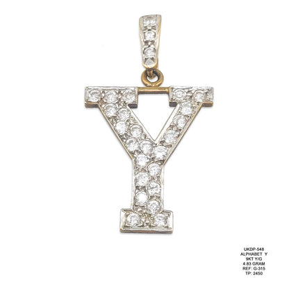 9KT Yellow Gold Letter Y Pendant 4.83GM – Premium Initial Y Gold Pendant
