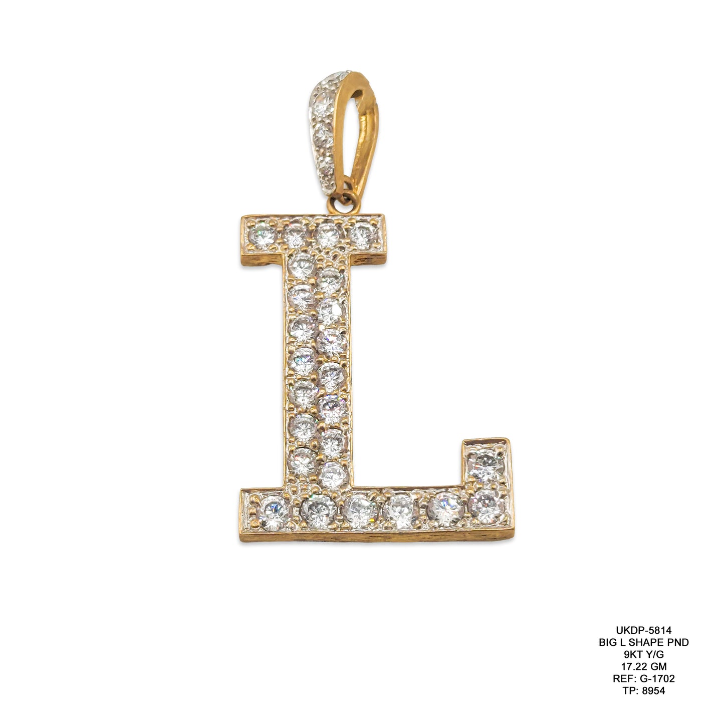 9KT Yellow Gold Large L Initial Pendant 17.22GM – Premium Letter L Gold Pendant