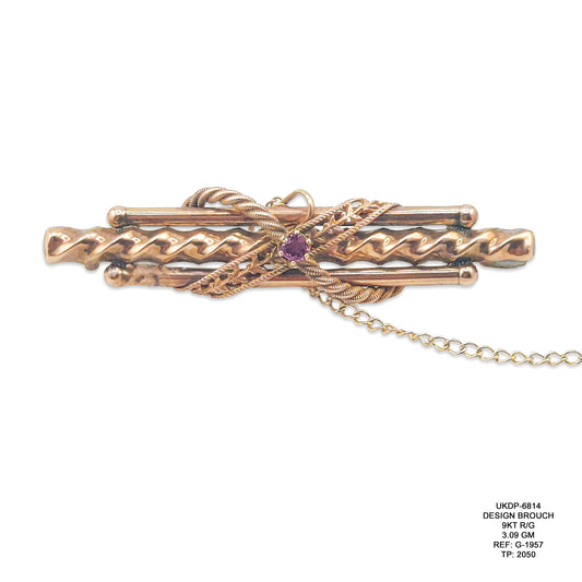 9KT Rose Gold Designer Brooch 3.09GM – Elegant Rose Gold Fashion Brooch