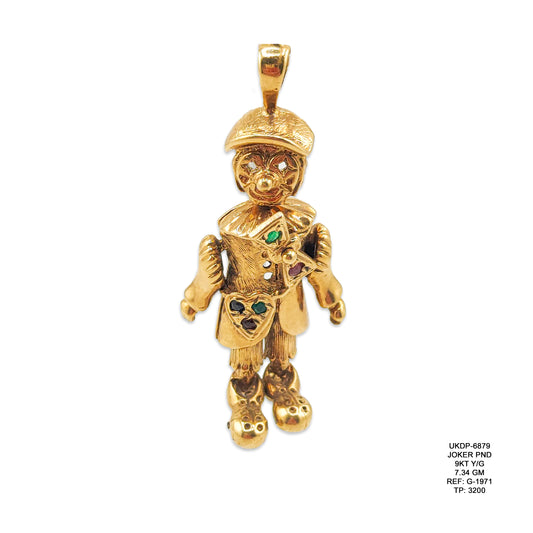 9KT Yellow Gold Joker Pendant 7.34GM – Designer Joker Gold Pendant