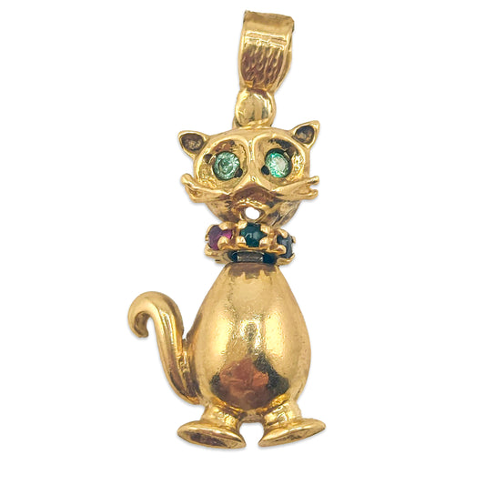 9KT Yellow Gold Cat Pendant 3.48GM – Elegant Cat Lover Gold Pendant
