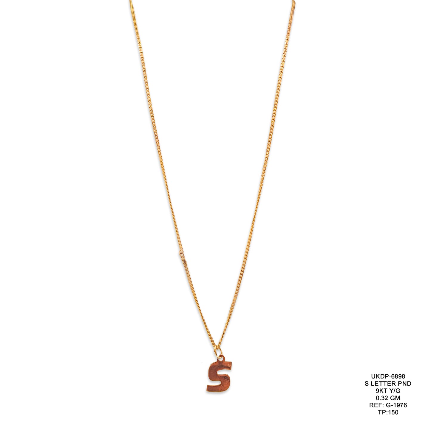 9KT Yellow Gold Letter S Pendant 0.32GM – Personalised Initial S Gold Pendant