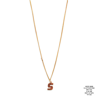9KT Yellow Gold Letter S Pendant 0.32GM – Personalised Initial S Gold Pendant