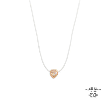 14KT Yellow Gold Heart Shape CZ Pendant 2.00GM – Elegant Heart Cubic Zirconia Gold Pendant