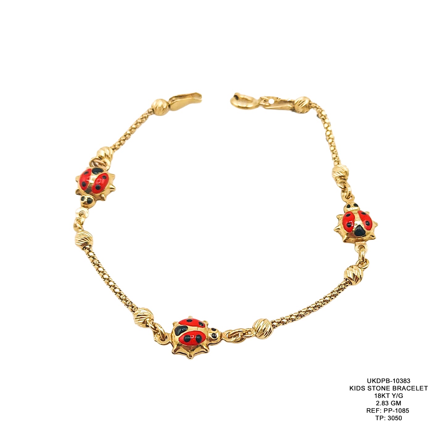 18KT Yellow Gold Kids Stone Bracelet 2.83GM – Elegant Children’s Gold Bracelet