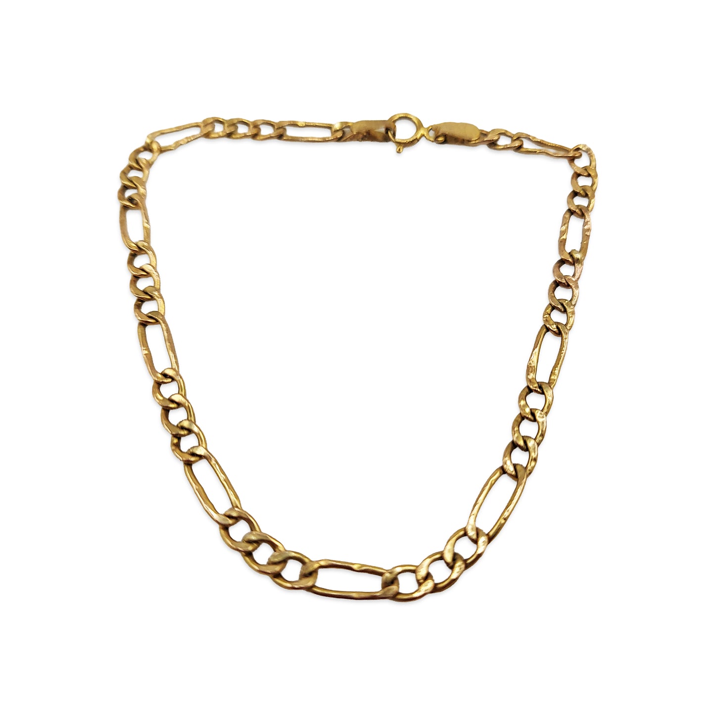 9KT Yellow Gold Figaro Bracelet 1.23GM – Elegant Lightweight Gold Chain Bracelet