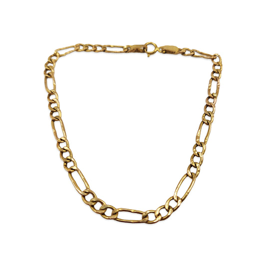 9KT Yellow Gold Figaro Bracelet 1.23GM – Elegant Lightweight Gold Chain Bracelet