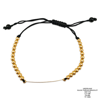 14KT Yellow Gold Black Thread Bracelet 5.71GM – Modern Designer Gold & Thread Bracelet
