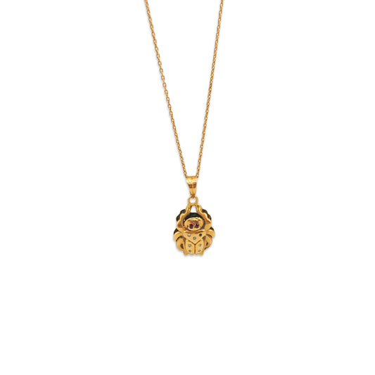 18KT Yellow Gold Box Chain & Pendant Set 5.38GM – Luxury Gold Necklace with Pendant