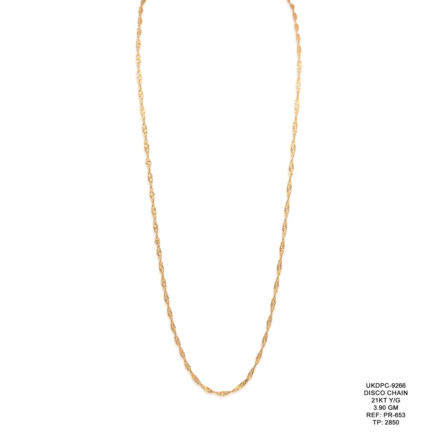 21KT Yellow Gold Disco Chain 3.90GM – Sparkling Designer Gold Chain Necklace