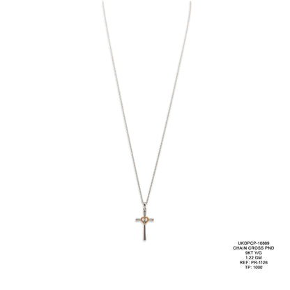 9KT Yellow Gold Chain Cross Pendant 1.22GM – Classic Religious Cross Necklace Pendant