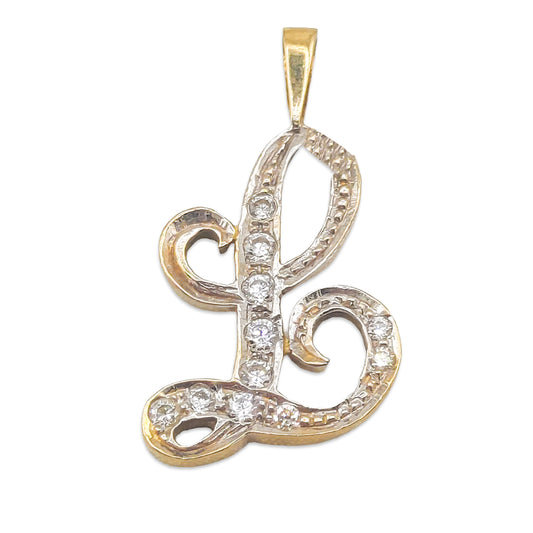 9KT Yellow Gold CZ Letter L Pendant 2.49GM – Cubic Zirconia Initial L Gold Pendant
