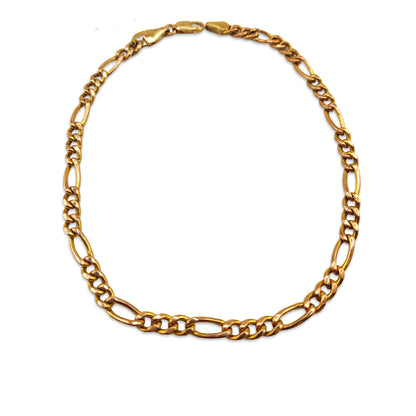 9KT Yellow Gold Figaro Belcher Bracelet 2.71GM – Elegant Lightweight Gold Chain Bracelet