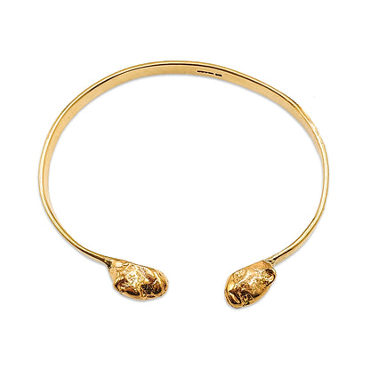 9KT Yellow Gold Bull Bangle 34.78GM – Heavy Luxury Designer Gold Bracelet