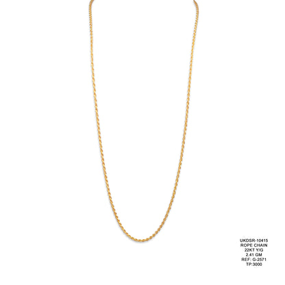 22KT Yellow Gold Rope Chain 2.41GM – Elegant Twisted Gold Chain Necklace
