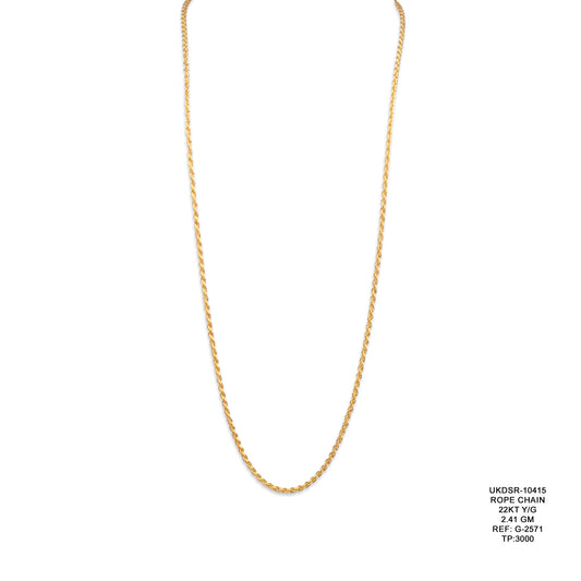 22KT Yellow Gold Rope Chain 2.41GM – Elegant Twisted Gold Chain Necklace