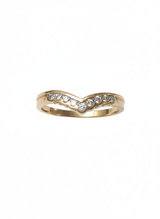 Classic Yellow Gold Diamond Chevron Ring